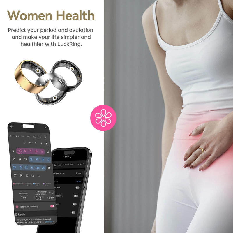 Smart Ring for Women & Men, Fitness Tracker with Heart Rate, Blood Oxygen, Sleep Monitoring, Long-Lasting Battery, IP68 Waterproof, No Subscription Fee (Rose Gold, 6#)