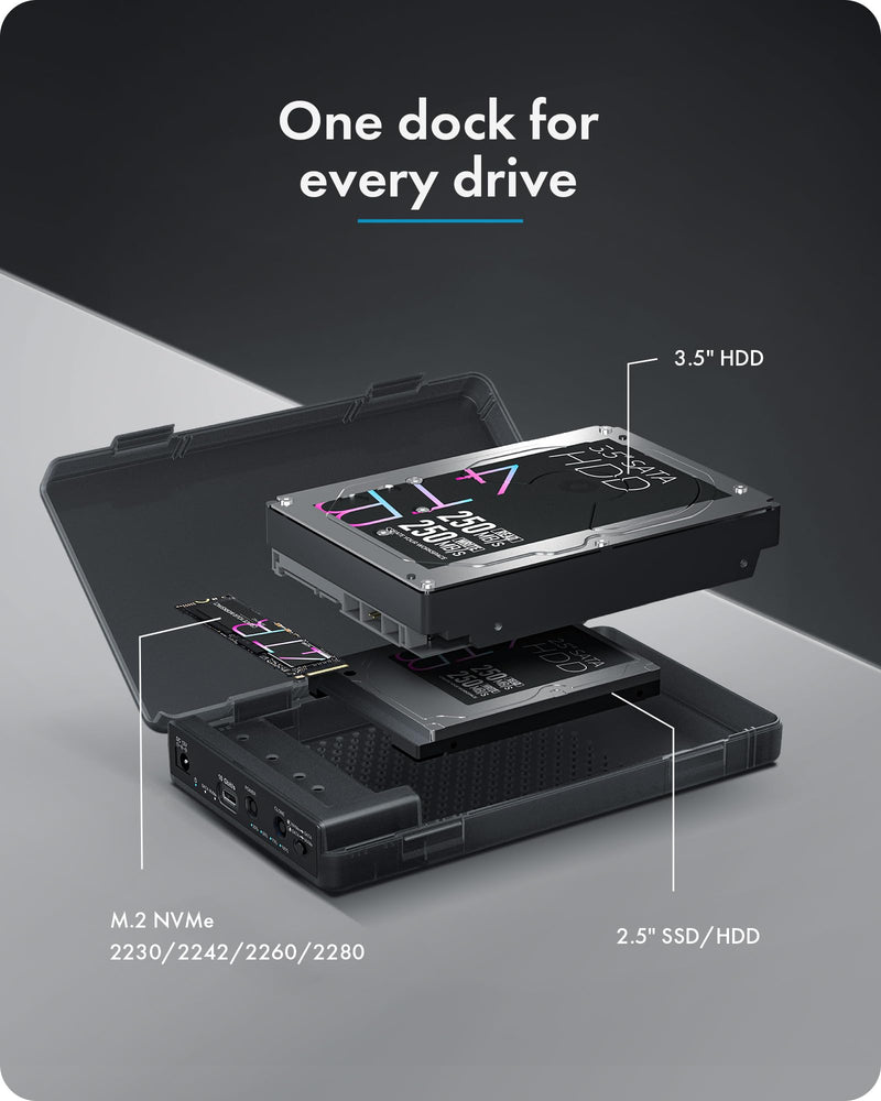 M.2 NVMe to SATA 2.5”/3.5” SSD/HDD Docking Station, ICY BOX USB-C 10Gbps Bidirectional Clone Station for M.2 NVMe SSD to SATA 2.5”/3.5” SSD&HDD, SATA to NVMe SSD Cloner&Reader, Offline Cloning 2 Bay NVMe+SATA Cloner