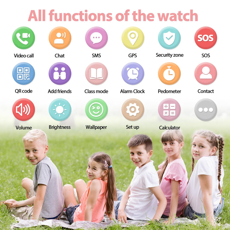 Smart Watch for kids-4g GPS Kid Phone Watch Call and Voice Text | Game Camera Pedometer Alarm Clock-Kids Watches for Girls Boys 4-12 Age Gifts Pink