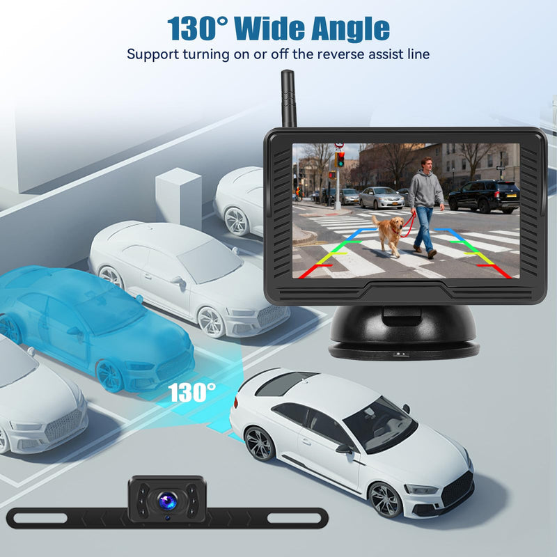 Wireless Backup Camera for Car 4.3 Inch Monitor Digital Signal Stable Rear View Camera Night Vision for Truck/Car/Pickup/SUV/ IP69 Waterproof with License Plate Backup