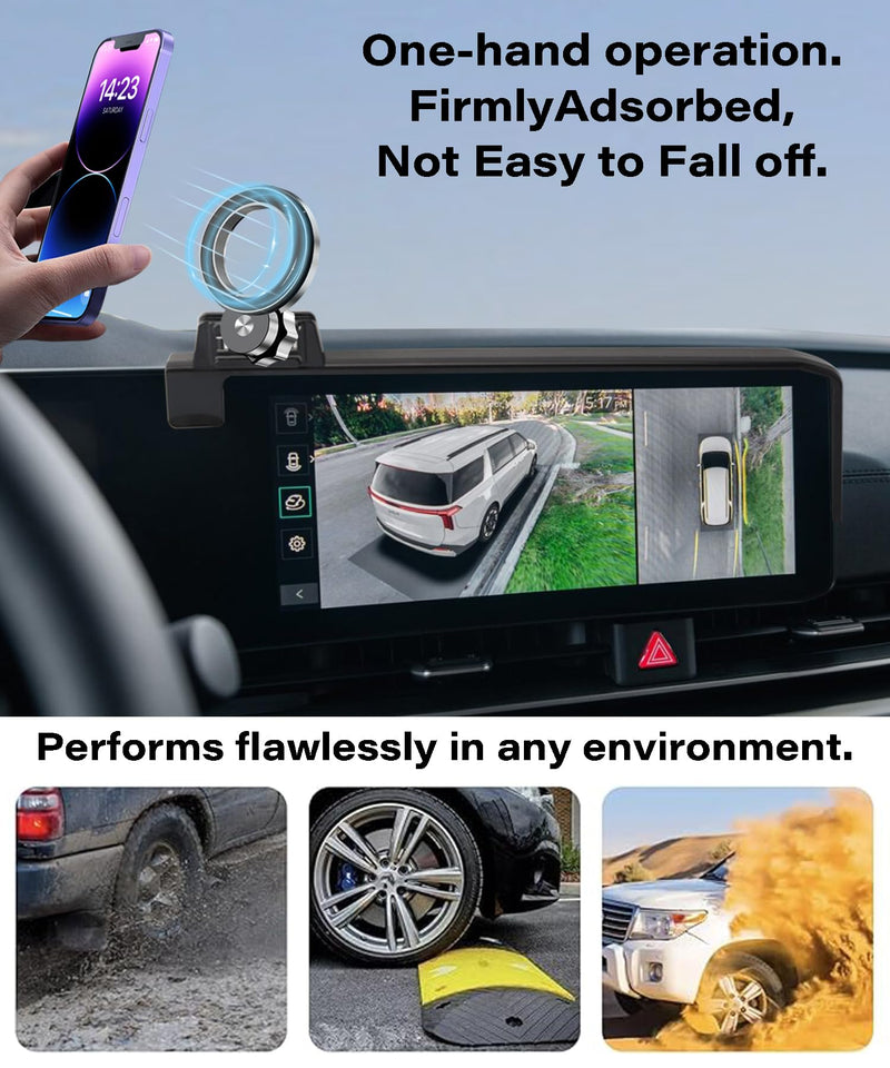 Car Phone Holder for 2025 2026 Kia Carnival/Carnival EV Accessories | 12.3-in Screen Clip-On 360° Rotatable MagSafe Magnetic Cell Phone Mount, 3D Fit Navigation Cradle, Will Not Block Air Vents fit for 2025 2026 Kia Carnival(12.3 Inch Screen)