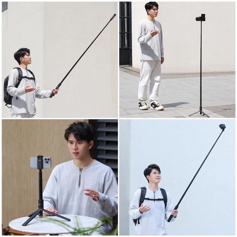 59in Invisible Selfie Stick Tripod for Insta360 X4/GO 3/X3/ONE RS/ONE X2/ONE X/GO 2/ONE R/ONE - ULANZI TT52 Extension Pole Selfie Stick Handle Grip Adjustable Waterproof for GoPro DJI and More