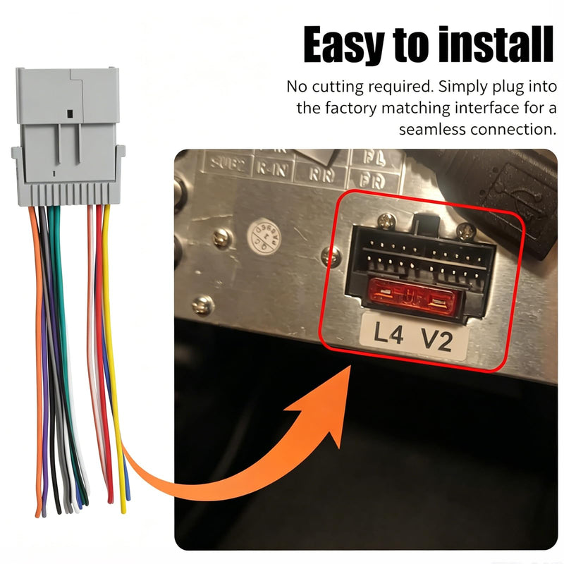 Car Radio Audio Receiver Wiring Harness Kit, Aftermarket Stereo Connection Wire Cable Plug with Antenna Adapter, Stereo Wiring Harness, Audio Modification Accessories for Most Vehicle Model