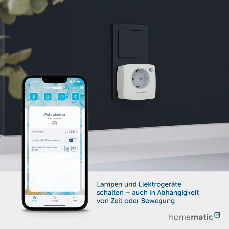 Homematic IP Smart Home Switch Socket, Digital Adapter Plug Controls Lights or Electrical Devices via the App, Alexa & Google Assistant, Energy Saving, 157338A0 Switch only