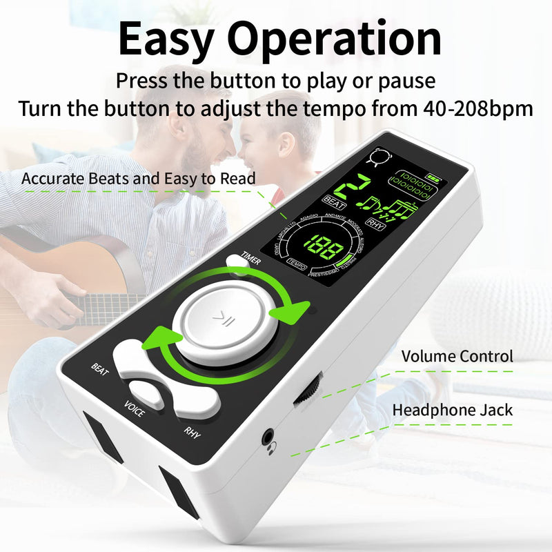 Electronic Digital Metronome for Musicians Piano Guitar Violin Instrument Vocal Counting Timer & Volume & Beat Speed Adjustable Universal Macaron Purple