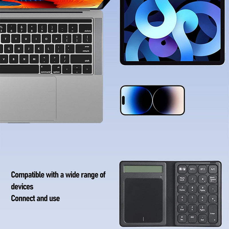 Focket 23 Keys Numeric Keypad, Wireless Number Pad with Touchpad Calculator 3 in 1 Foldable Ultra Thin Design PU Leather Case for Laptop Tablet PC OS X