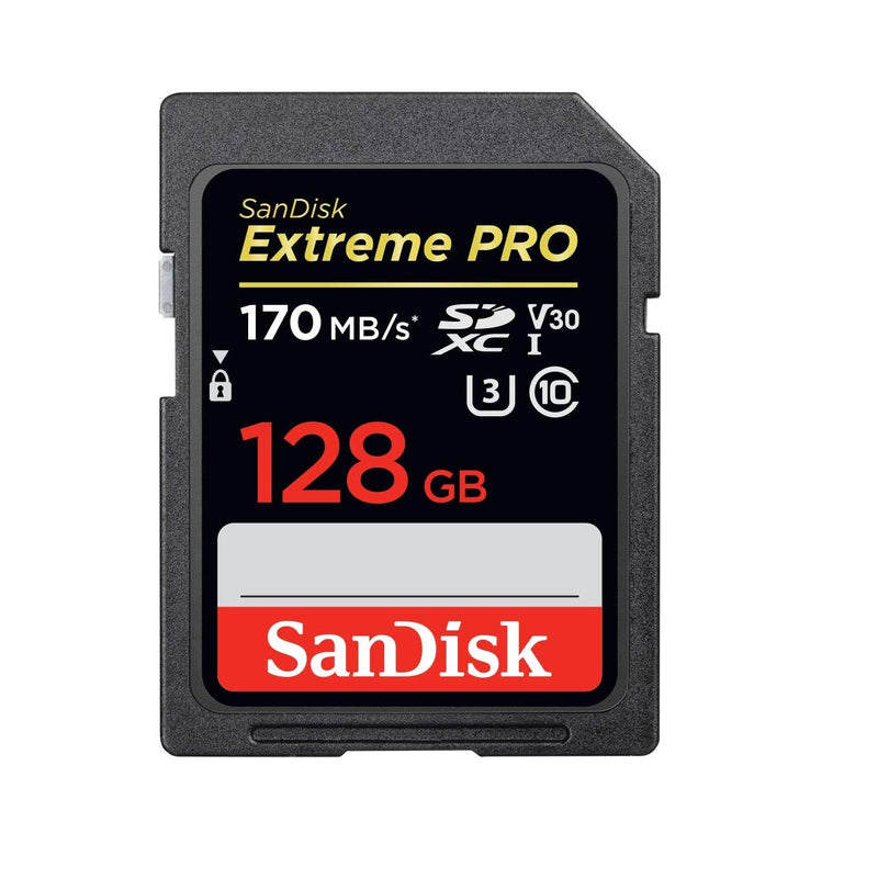 SanDisk Extreme Pro 128GB SDXC Card for Sony Alpha Camera Works with a6100, a6600, a9 II, a7S III Class 10 (SDSDXXY-128G-GN4IN) Bundle with (1) Everything But Stromboli SD Memory Card Reader