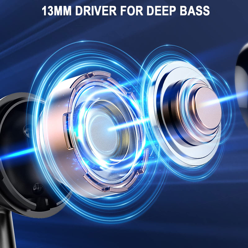 Jxrev J53 2 Pack Black and Dark Blue Wireless Earbuds, Bluetooth Ear Buds LED Power Display Headphones Bass Stereo, Earbuds in-Ear Noise Cancelling Mic, 40H Playback Mini Case