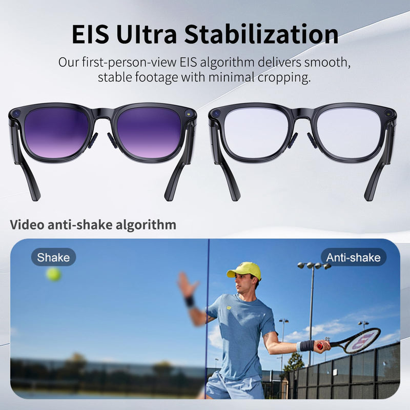 AI Smart Glasses with 4k Camera for Travel & Daily Use, Bluetooth Audio Sunglasses with Open-Ear Speakers, Hands-Free Calling&Vlogging, Real Time Translation (Matt Black)