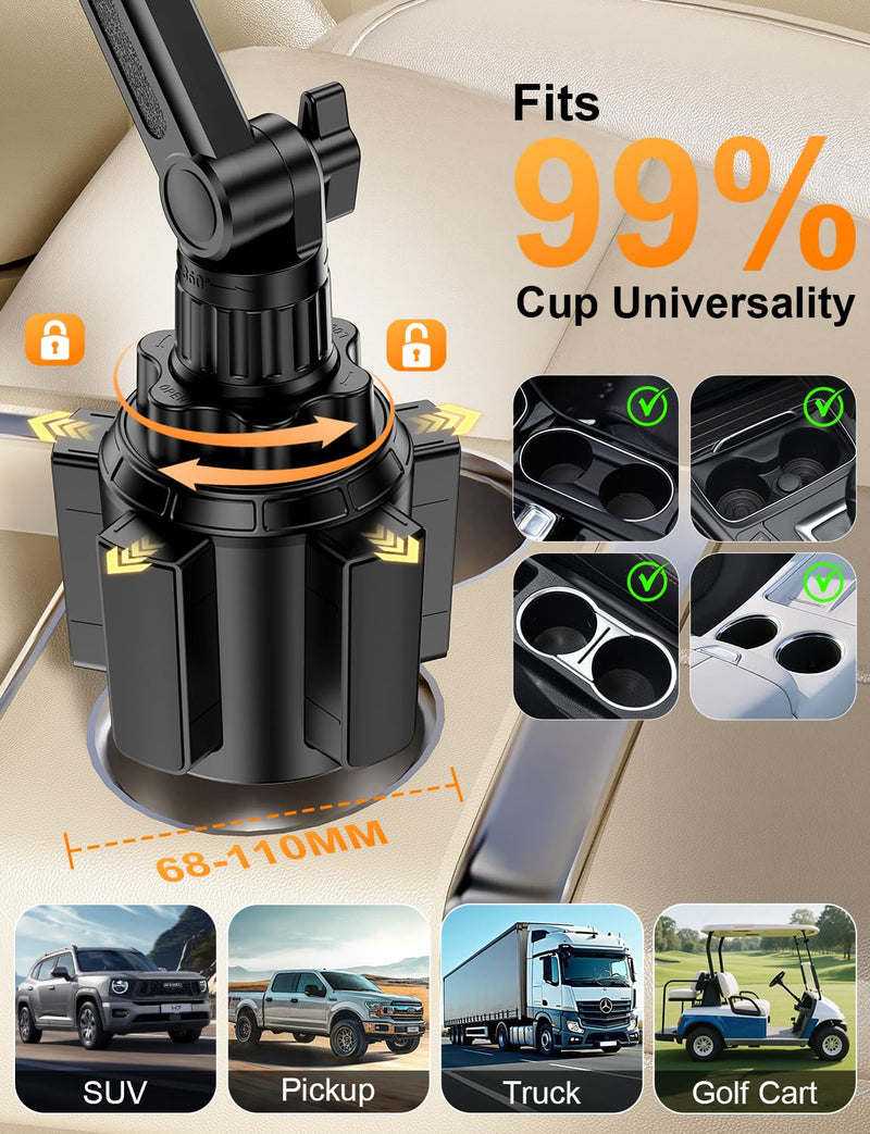 Magsafe Car Mount Charger, Stable Cup Holder Phone Holder Wireless Charger | Height Adjustable, Flexible angle, Fast Charging Car Accessories for iPhone 17 16 15 14 13 12 Series, for Cars, SUVs & Trucks