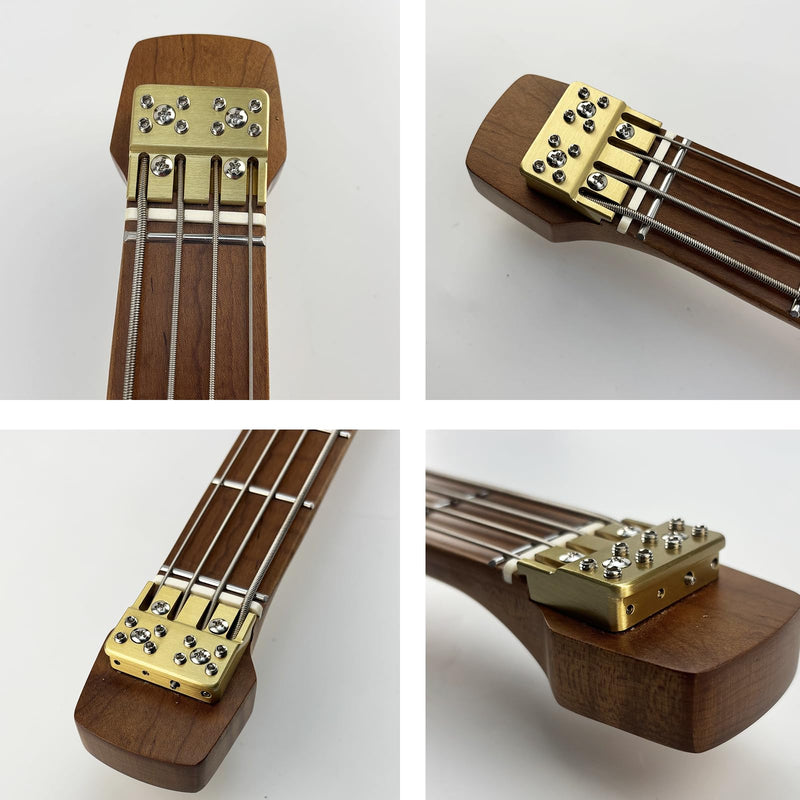 Guitar Bridge String Locks 4 String Bass String Locking Nut Headless Bass Guitar String Lock Brass String Locking for Headless Electric Bass Guitar Replacement Parts （Brass) 4 String Lock Brass natural colour