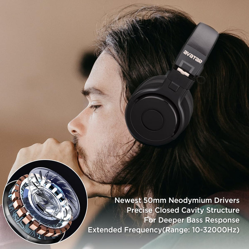 DMH10 Over-Ear Studio Monitor Headphones for Recording Electric Drum Headphone for Drummers, with Deep Bass, Noise Isolation, 3.5mm Jack 1/4" Adapter, 3m Long Cable