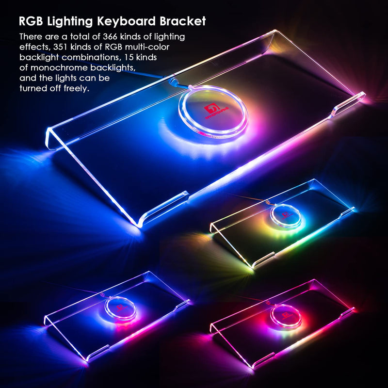 Clear 366 Kinds RGB Acrylic Tilted Computer Keyboard Holder,PC Keyboard Stand Tray Holder for Easy Ergonomic Typing and Working at Home and Office Upgraded Version RGB Chocolate stand