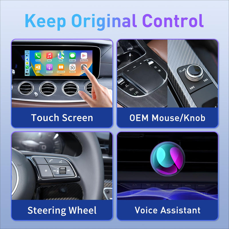 Wireless CarPlay Adapter for iPhone, Car Play Wireless Adapter Mini Size with USB A/USB C Extension Cable for Cars with Built in Wired CarPlay, Plug and Play, No Latency & Stable Connection