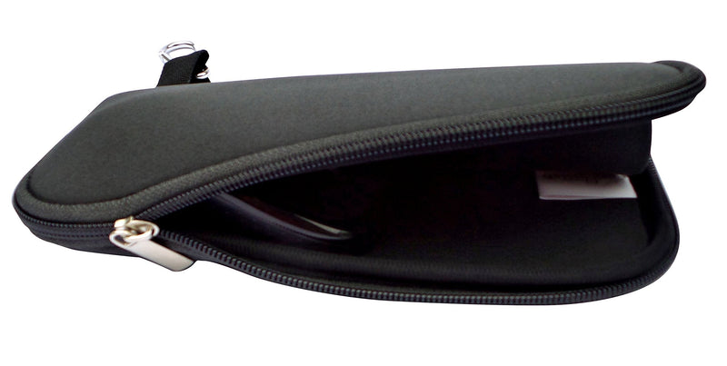 Travel Mouse Case Electronics Organizer Bag | Laptop Cord Cable Accessory Pouch with Extra Rolled Up Travel Mouse Pad | Pouch Also Unzips Flat Into Mouse Pad (Black) charcoal