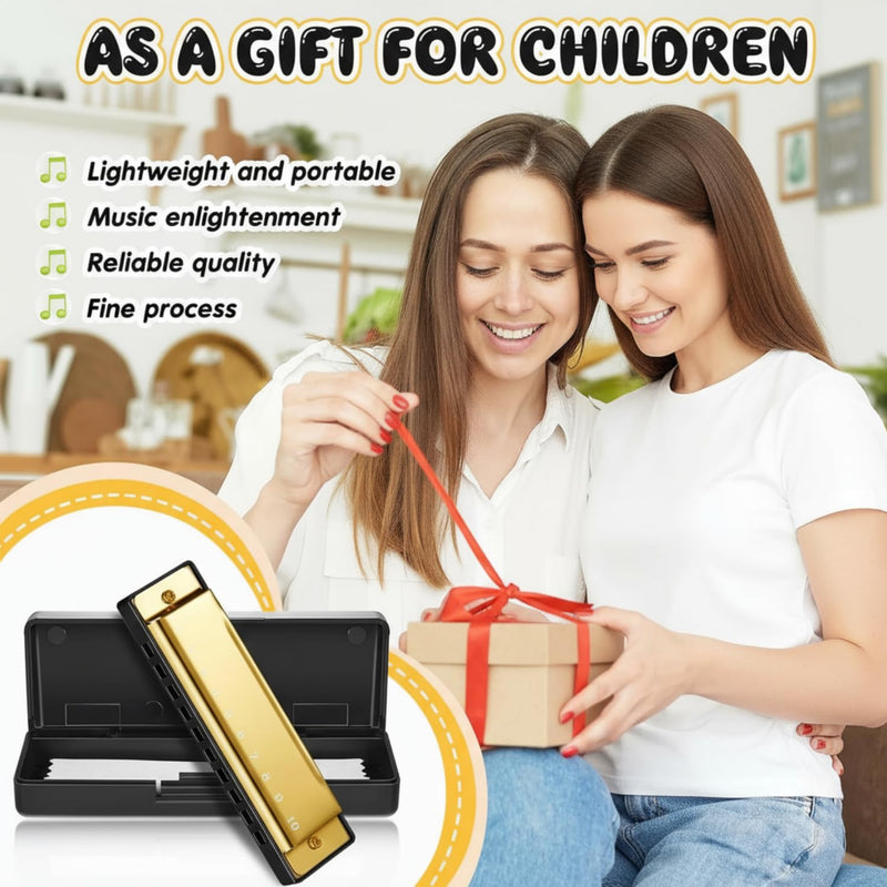 [AUSTRALIA] - Liliful 10 Pcs 10 Hole Metal Harmonica Bulk with Number Holes 5 Colors Harmonica Instrument Mouth Organ Musical Educational Enlightenment for Beginners Party Favor Charity Birthday Valentines Day Gift 