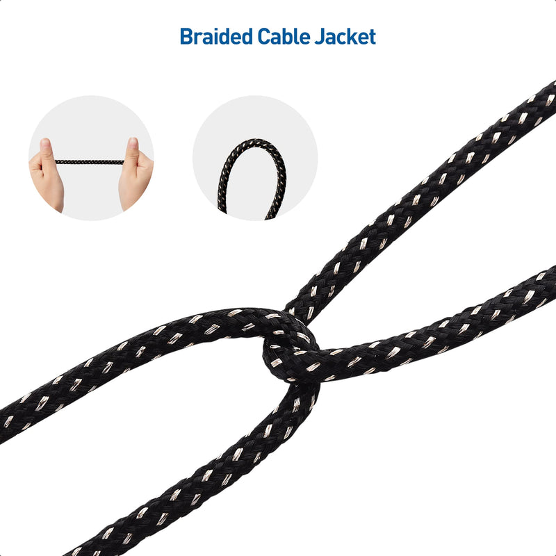 Cable Matters 8-Pack 6 Inches Braided Guitar Patch Cable (Guitar Effect Pedal Cables) with Gold-Plated Connectors in Black