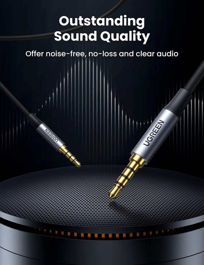 UGREEN USB Audio Adapter External Sound Card Bundle with 4-Pole 3.5mm Audio Cable 3FT