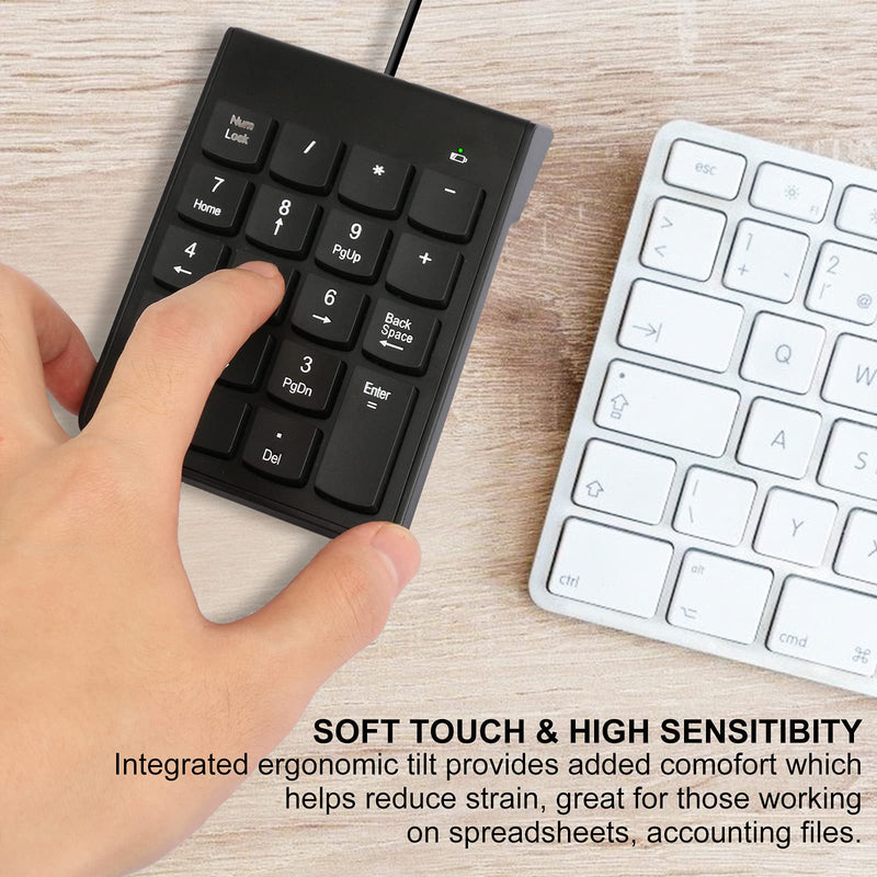 Numeric Keypad for Laptop,18 Key USB Keypad, Numerical Keypad Wired Portable Ultra Slim Mini Numpad External Numbers Keyboard Pad teclado numerico for Laptop PC Computer Desktop Surface pro Notebook
