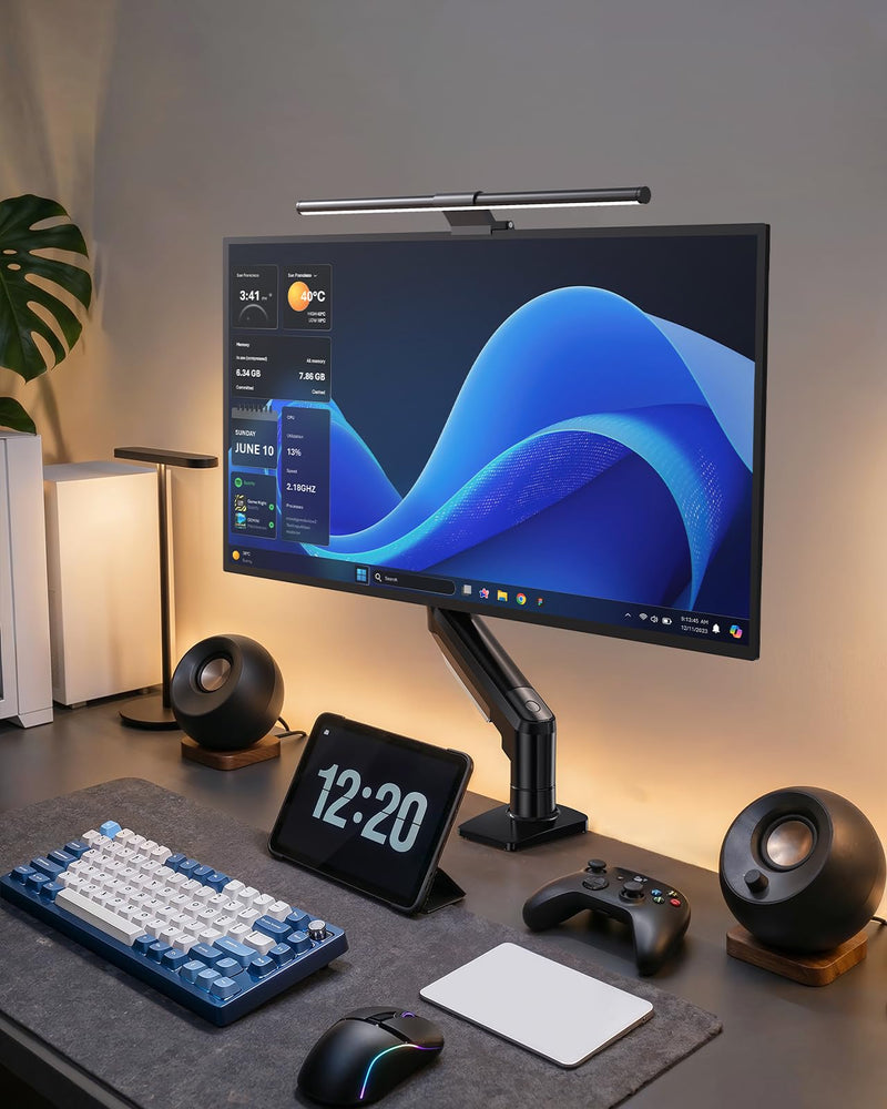 HUANUO FlowLift™ Single Monitor Mount, 13 to 32 Inch Monitor Arm, Adjustable Monitor Stand, Vesa Mount with Clamp and Grommet Base - Fits 4.4 to 19.8lbs LCD Computer Monitors Black 1