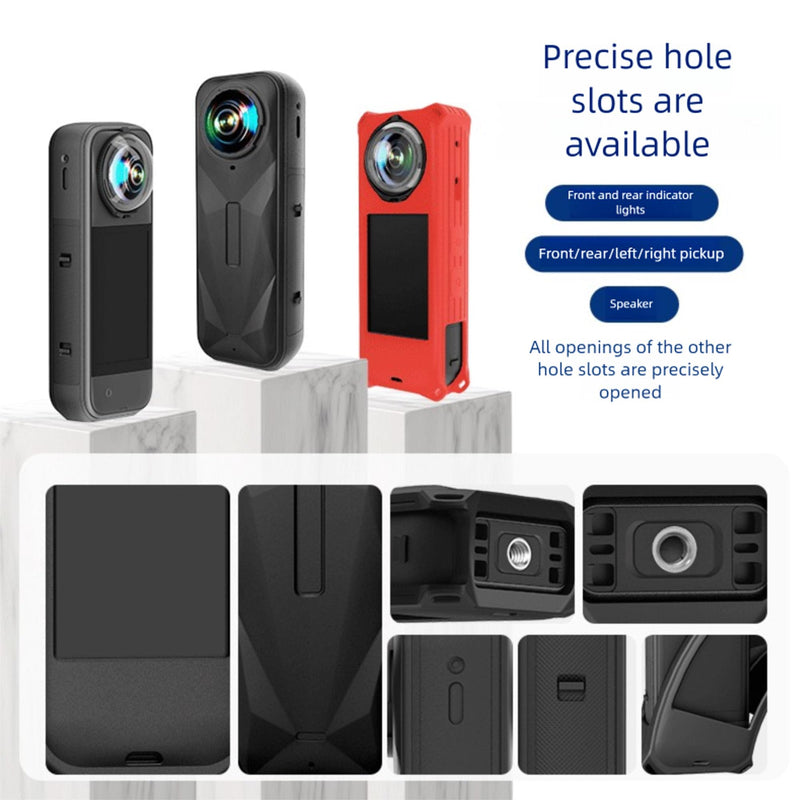 [AUSTRALIA] - PCTC 360 X5 Silicone Case +Lens Cap Compatible with Insta360 X5 Accessories All-Round Shockproof Lightweight (Red) Red 