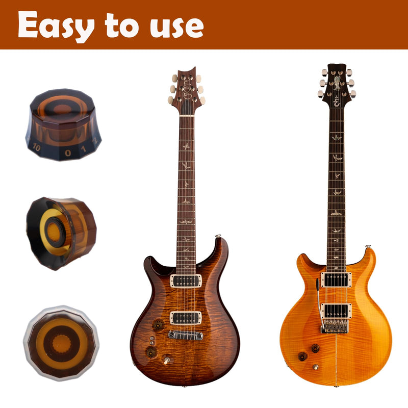 4pcs Premium Amber Dodecagon Guitar Knobs Set - Speedy Control for PRS, LP, SG, Les Paul - Upgrade Your music instrument Style