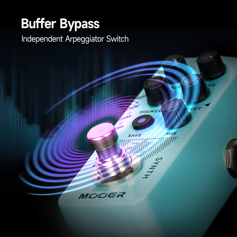 MOOER E7 Polyphonic Guitar Synth Pedal Electronic Synthesizer, 7 Guitar Synthesizer Tones with Individual Arpeggiator And 7 Preset Slots, High/Low Frequency Cut, Attack, Speed Function E7 Synth