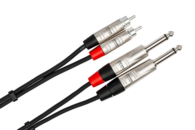 Hosa HPR-005X2 Pro Stereo Interconnect, Dual REAN 1/4 Inch TS to RCA, 5 Feet