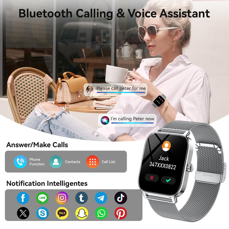 Smart Watch for Men Women Fitness Tracker: Make Answer Call Digital Mens Watches Waterproof Running Pedometer Smartwatch for Android Phone iPhone Samsung Compatible Sleep SpO2 Heart Rate Monitor Step