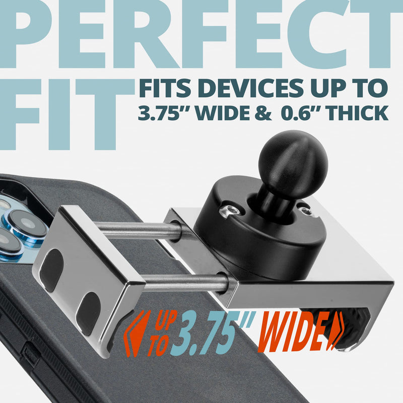 Tackform Enduro 20MAXX Vibe Chrome Phone Holder - Vibration Dampening - Grip Optimized for Motorcycle and Harsh Off Road Terrain | 20mm Aluminum Ball
