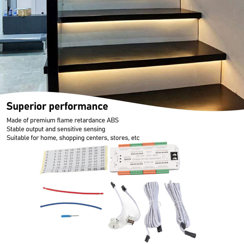 Bewinner 32 Channel LED Motion Sensor Stair Light Controller, Automatic Stair LED Controller, Speed, Brightness, Adjustable Light Level Lighting Control for