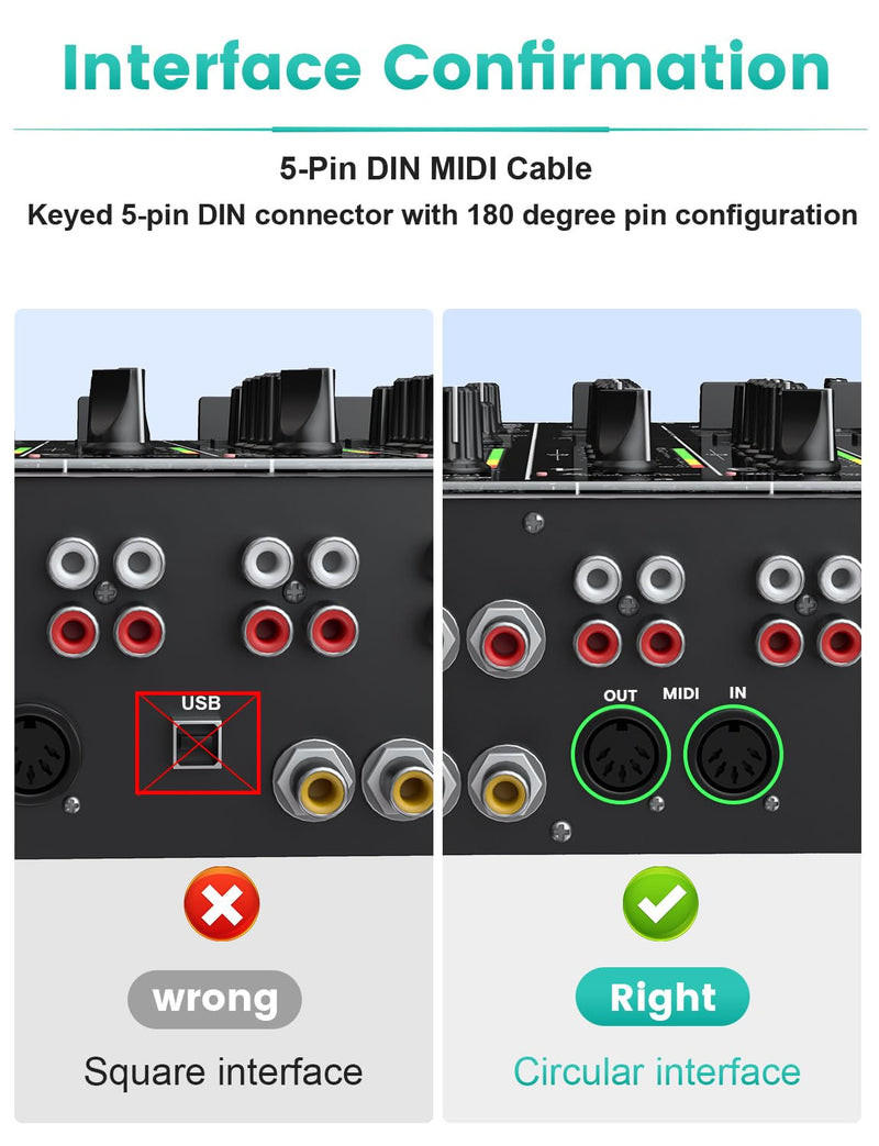[AUSTRALIA] - EMK 5-Pin DIN MIDI Cable Male to Male Midi Cables Compatible with MIDI Keyboard/Synthesizer/Guitar Multi Effects/Audio Interface/Audio Mixer/Audio Amplifier/External Sound Card (6.6Feet/2m) 6.6Feet/2m 