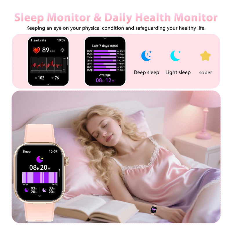 Smart Watches for Women with Earbuds Inside (Answer/Make Call) with 2.02" | Fitness Tracker with Exercise Monitor, Ultra-Long Standby Waterproof with Sleep Record Compatible with iPhone Android Gold