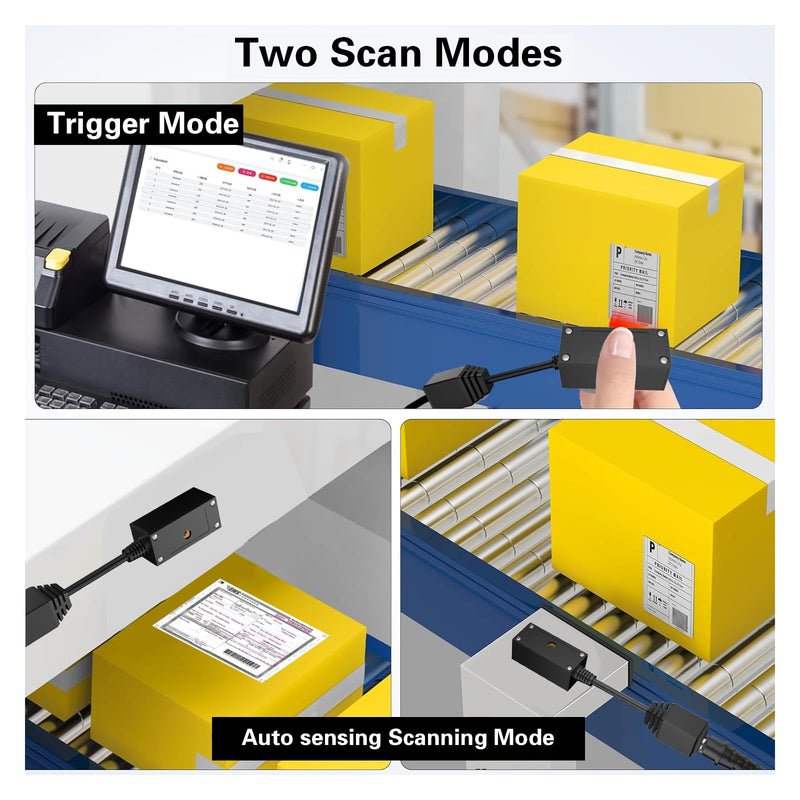 Symcode 2D Embedded Barcode Scanner Fixed Mount Barcode Scan Engine, Mini Ultra-Rugged Metal Cover 1D 2D QR Barcode Scanner with Auto Sensing Scanner