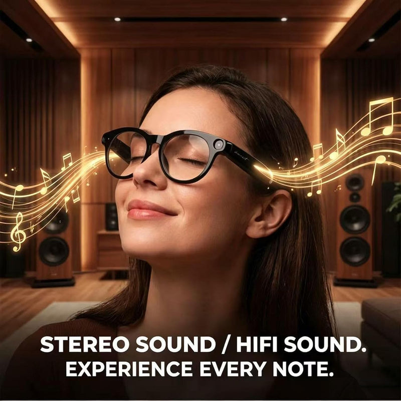 AI Smart Glasses with Camera, 4K HD Video Recording Sunglasses | Photo Capture,Real-Time Translation,Object Recognition,Open-Ear Music, Bluetooth Calls, AI Assistant Black