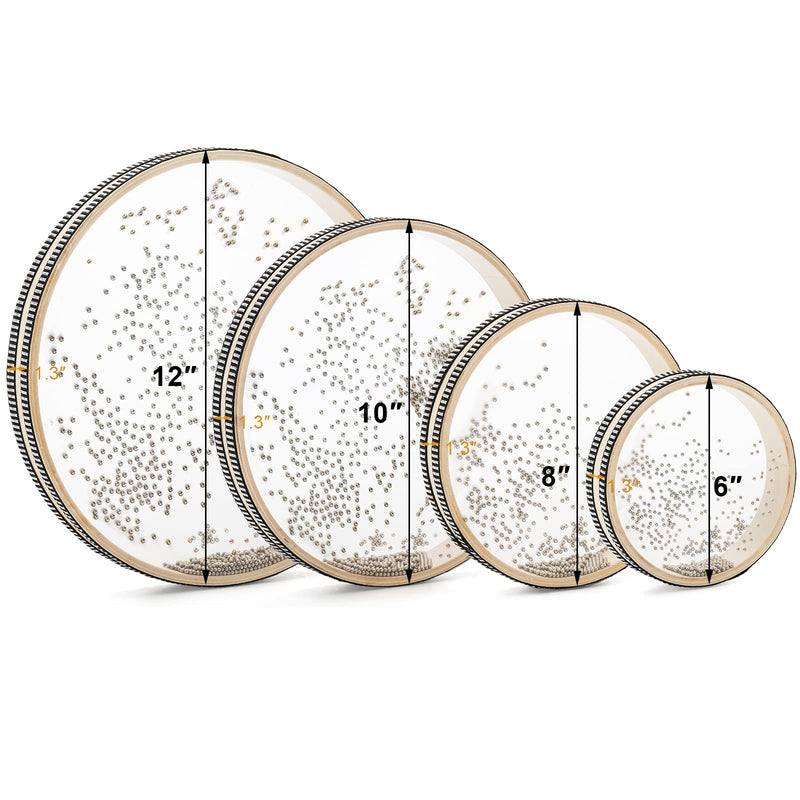 [AUSTRALIA] - Fasmov 4 Pack Wave Bead Sea Drums, Sea Sound Drum with Hardwood Shell, Musical Instrument Percussion for Home School Supplies, 6 Inch, 8 Inch, 10 Inch, 12 Inch 