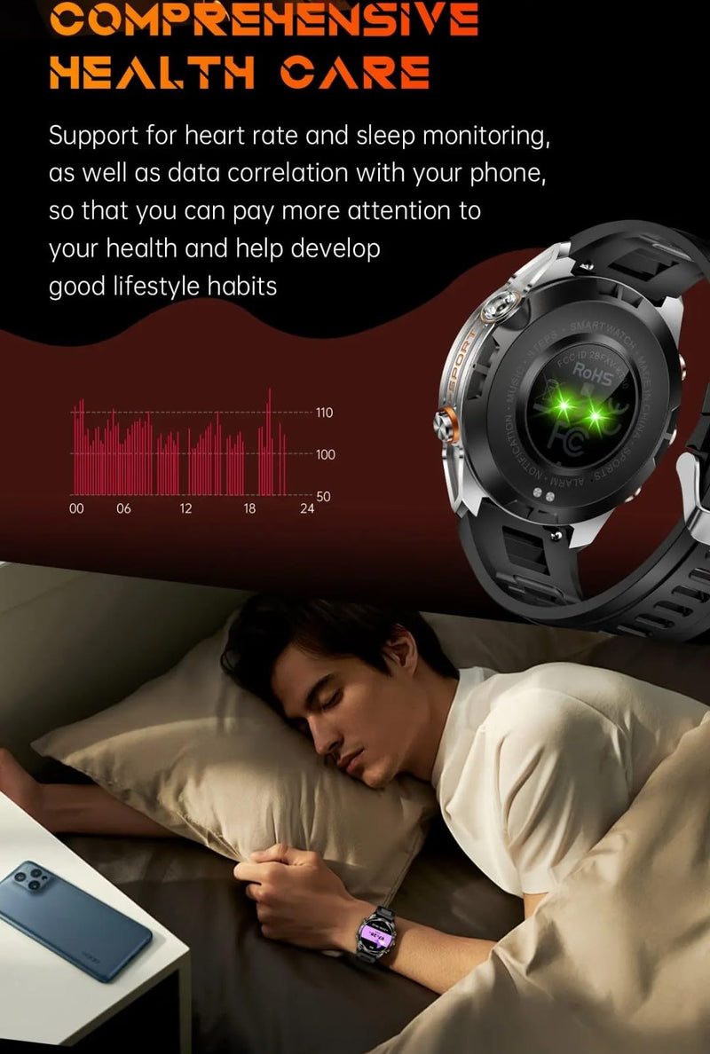 2025 Military Smart Watch for Men,1.46" HD Display,100+ Sport Modes,Heart Rate/Blood Oxygen,Flashlight,30M Waterproof Outdoor Fitness Tracker Watch with Bluetooth Call & Voice Assistant (Black) Black