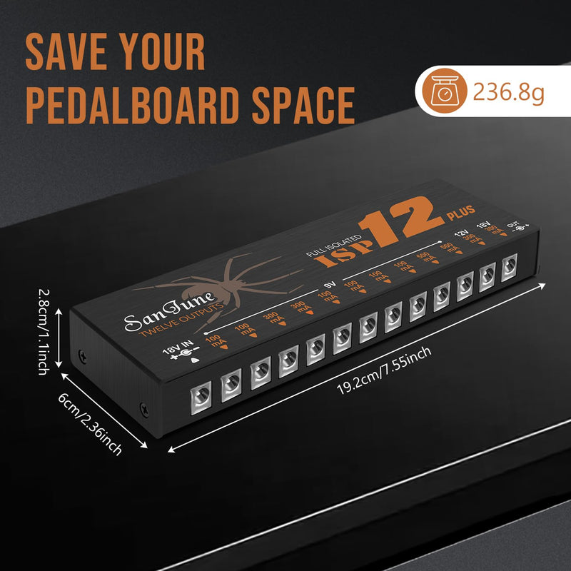 Guitar Isolated Pedal Power Supply 12 DC Outputs Fully Isolated for 9V/12V/18V Effect Pedal ISP12-Plus