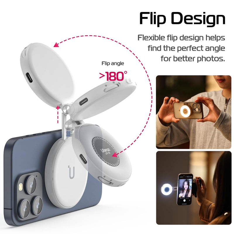 ULANZI Magnetic Selfie Light White, LED Fill Light Compatible with Magsafe, LED Selfie Ring Light Included Sticky Ring for Phones, for Selfies/Photography/TikTok/Zoom Calls/Video Conference Color