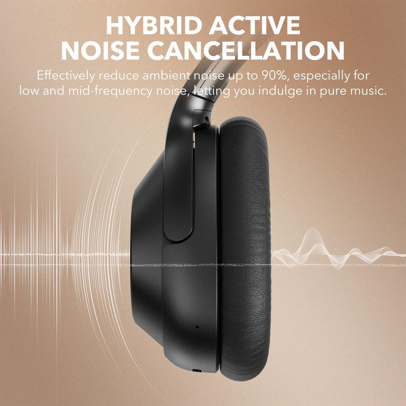 YMOO Active Noise Cancelling Headphones for Airplane Travel | LDAC Hi-Res Audio, Wired Wireless ANC, 100H Playtime Over Ear Headphones, Custom EQ via App, Bluetooth 6.0 Headset for All