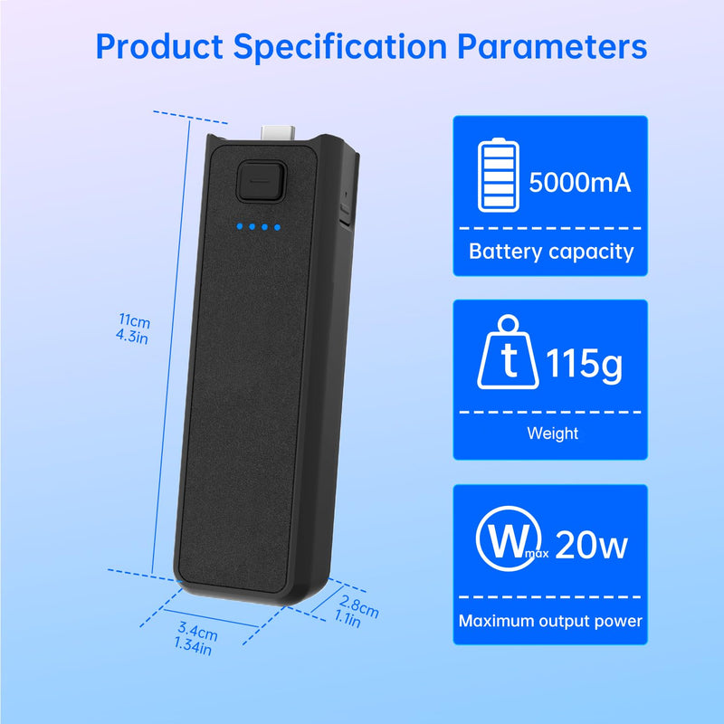 [AUSTRALIA] - Suptig Handle Grip Battery Charger Battery Handle Built-in 5000mAh Battery Compatible for DJI Pocket 3, Xtra Muse Gopro, Insta 360, Akaso, Phone, Digital Camera 