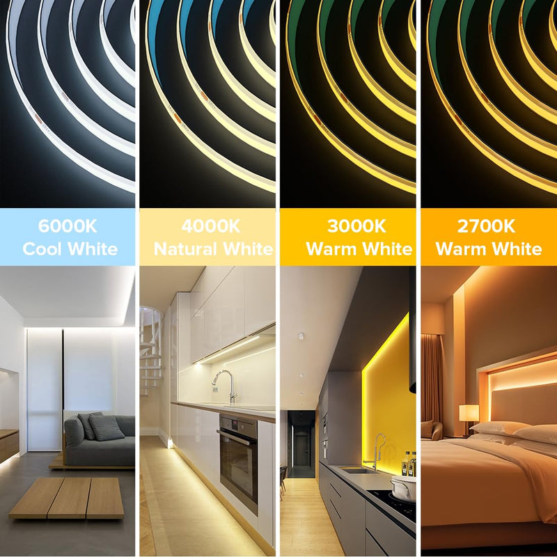 [AUSTRALIA] - BTF-LIGHTING FCOB COB LED Strip Flexible High Density Uniform Light 9W/m 32.8FT DC24V Warm White 3000K 480LED/m CRI 90+ 8mm Width for Home Indoor Decor(No Adapter or Controller) DC24V 32.8FT IP30 