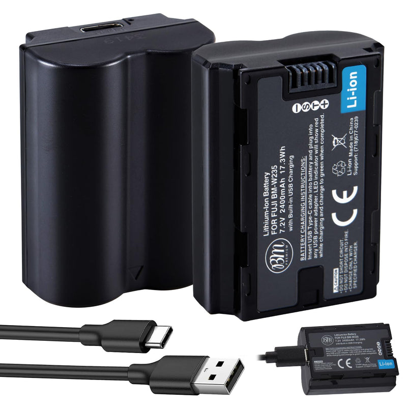 [AUSTRALIA] - BM Premium NP-W235 Battery with Built-in Charging Port Compatible with Fujifilm X-S20, X-T4, X-T5, X-H2S, GFX 50S II, GFX 100RF, GFX 100S, GFX 100S II, GFX100 II Cameras, VG-XT4 Vertical Battery Grip 