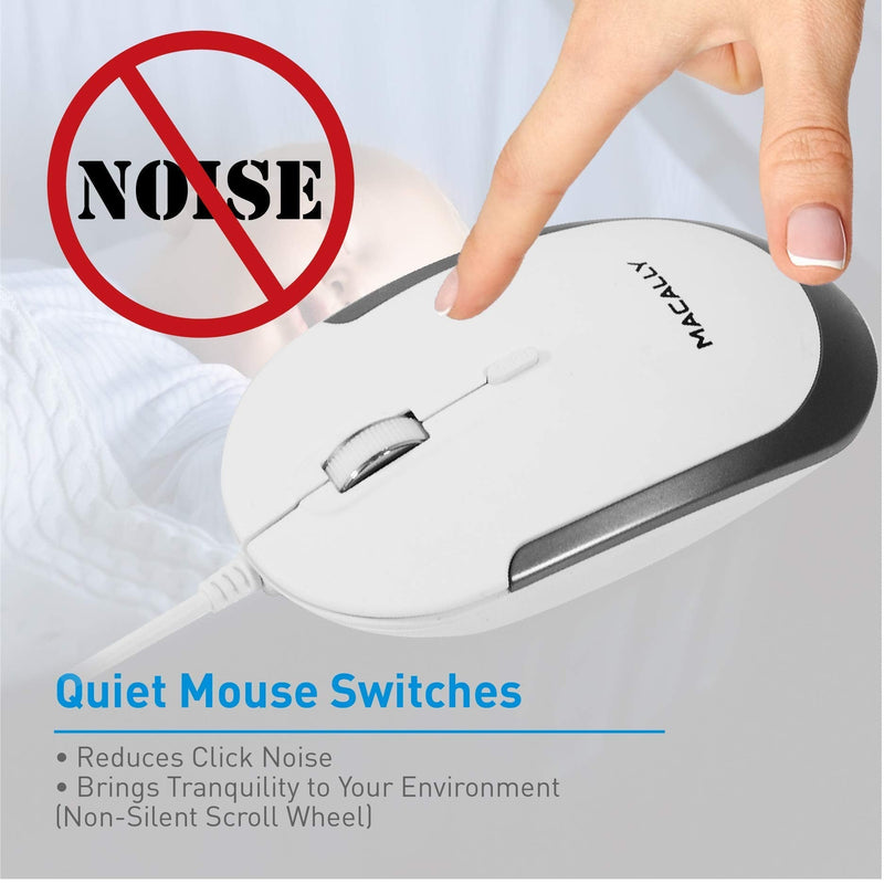 Macally Mini Wired Keyboard and a Quiet Wired Mouse, Office Essentials