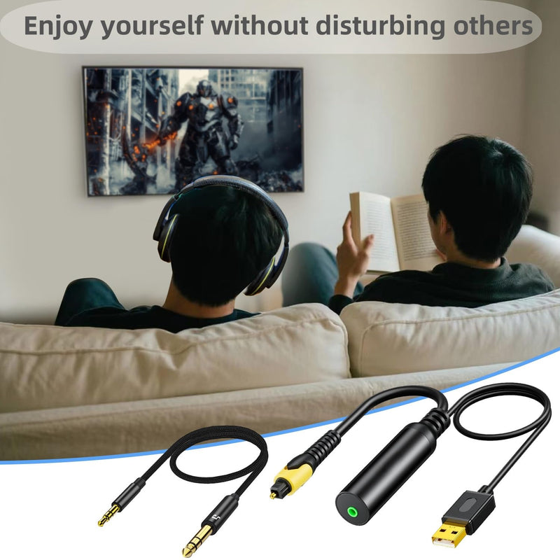192KHz DAC Optical to 6.35mm TRS Stereo Converter,Optical Audio Cable to 1/4" AUX Cable Adapter,Digital to Analog Audio Converter for HDTV DVD Set-top Boxes(O-ptical to 1/4") Aux Cable - 3FT