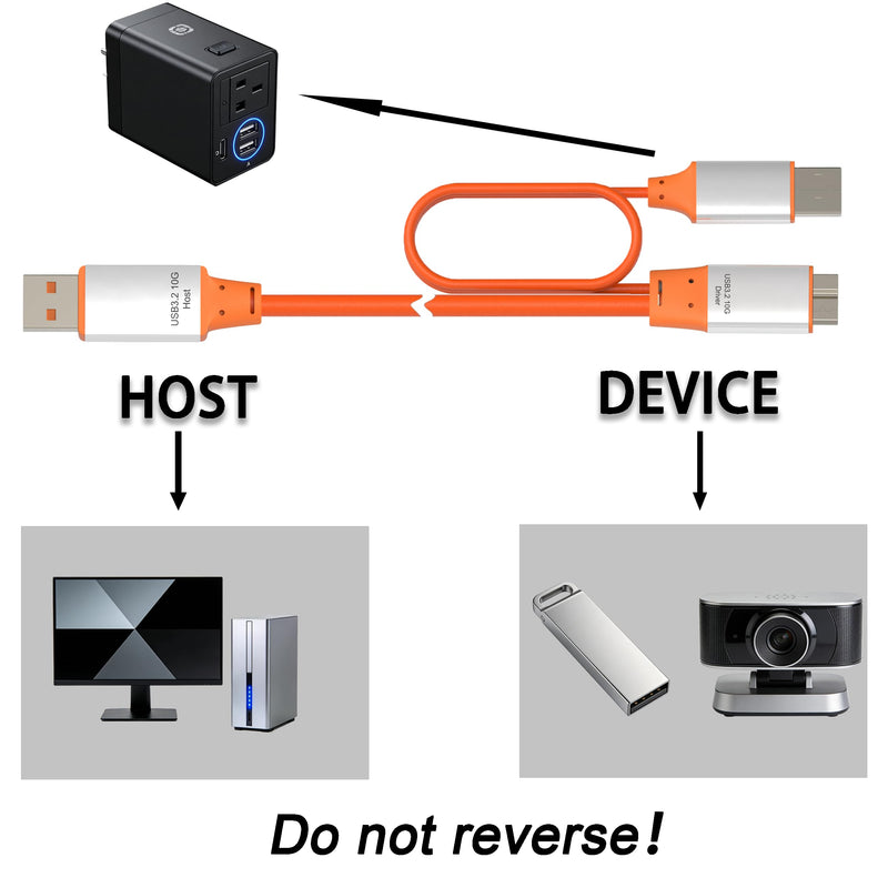 OkyLink Active USB 3.2 Gen 2 A to Micro-B Cable Male to Male 10Gbps, 32ft | 10m Active, for Long-Distance External Storage & Industrial Hard Drive Connection Orange USB3.2 32ft (10m)