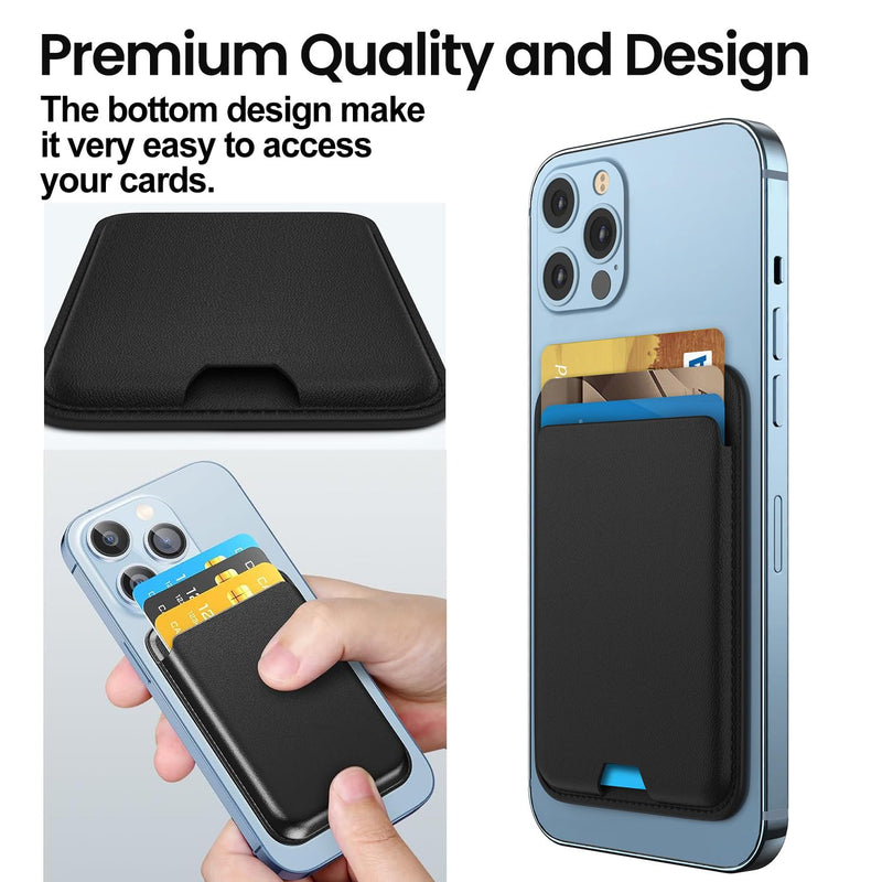 Magnetic Wallet Card Holder Compatible with Apple MagSafe Wallet for iPhone 15 Pro Max/15 Pro/15/15 Plus/iPhone 14 Model Phone, Mag Safe Wallet for iPhone 13 Pro Max/13 Pro/13/13 Mini/12 Series, Jet