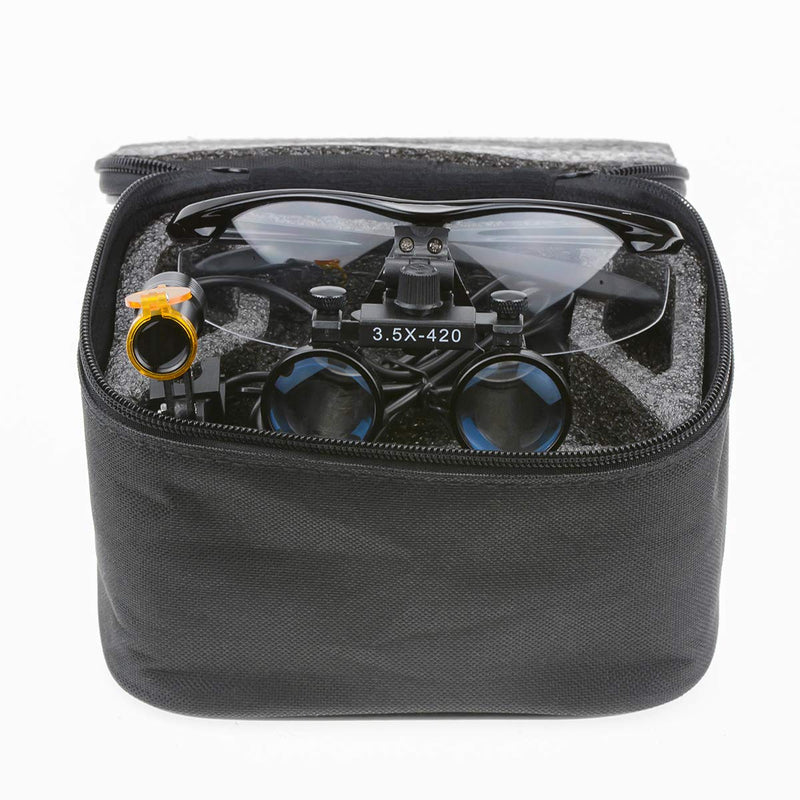 BONEW 3.5 x Surgical Binocular Magnifiers Optical Glass + 5 W LED Headlight Powerful Light with Clip-On Type + Fabric Bag DY-008 (Black) black