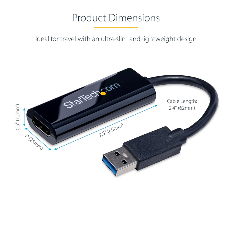 StarTech USB-A 3.0 to HDMI Converter, 1080p60, Windows Driver Required, TAA | USB 5Gbps, Single monitor, 2ch audio, Full HD, Windows X86/X64/ARM only, No macOS ChromeOS or Linux