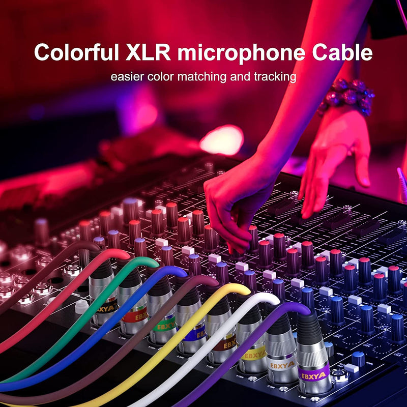 EBXYA XLR Cable 2ft 10 Pack 3 Pins Balanced XLR Microphone Cable Male to Female Suitable for Audio Mixer, Speaker Systems, Radio Station 10 Colors